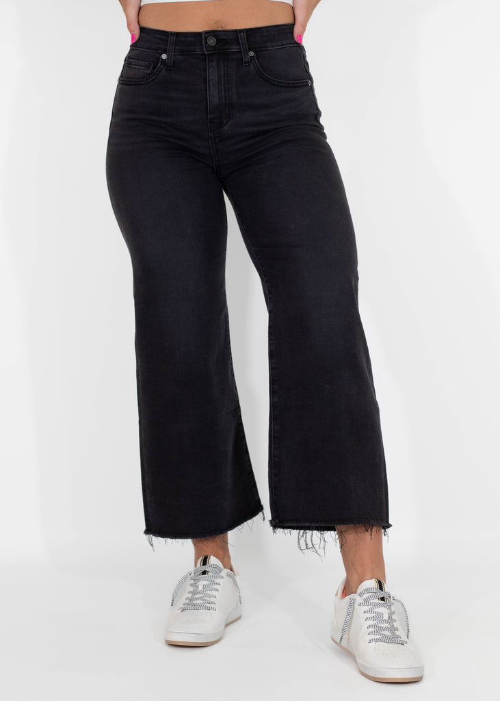 black high rise cropped jeans