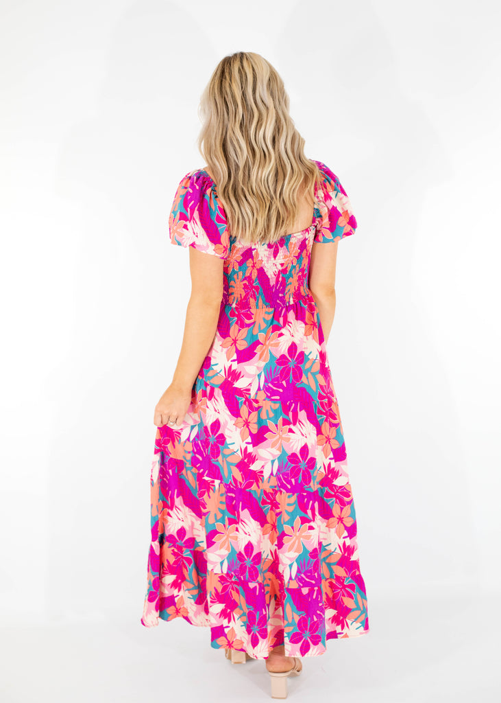 hot pink floral maxi dress